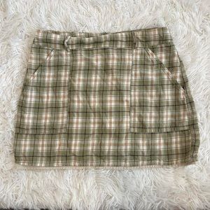 Green Plaid Mini Skirt
